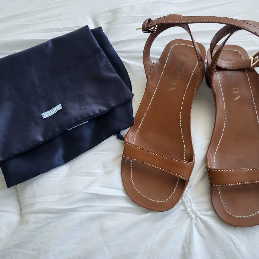 Prada Brown Leather Sandals